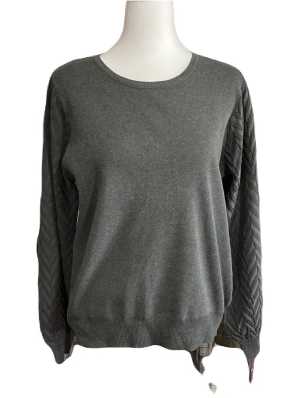 Zac & Rachel Grey Chevron Cable Sleeve Pullover Size Medium NWT